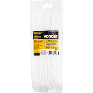 ABRAÇADEIRA DE NYLON BRANCA P/PARAFUSO 200X3,6 COM 100 PEÇAS 2815200036 VONDER