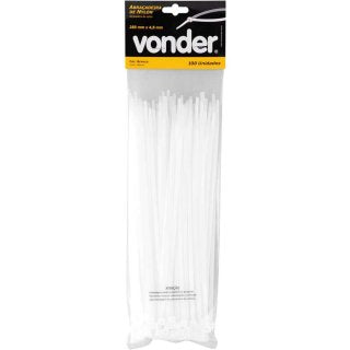 ABRAÇADEIRA DE NYLON BRANCA 280X4,8 COM 100 PEÇAS 2815280100 VONDER