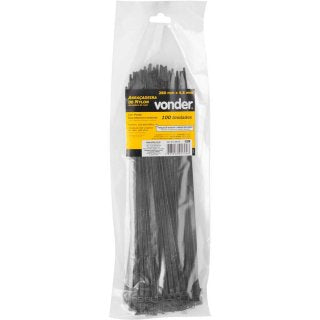 ABRAÇADEIRA DE NYLON PRETA 280X4,8 COM 100 PEÇAS 2815280101 VONDER