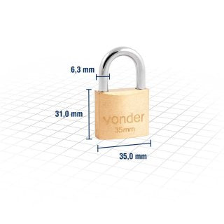 CADEADO 35MM LATÃO 3211035000 VONDER