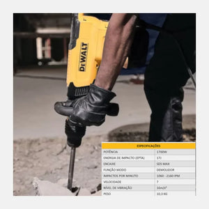 MARTELO DEMOLIDOR 17,5J SDS MAX 10KG D25881K-B2 1.700W 220V DEWALT