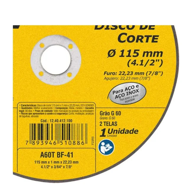 DISCO DE CORTE 4.1/2" 115M 1240412100 VONDER