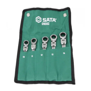 JOGO DE CHAVES COMBINADA COM CATRACA 10 A 14MM ARTICULADA COM 5 PEÇAS ST09082SJ SATA