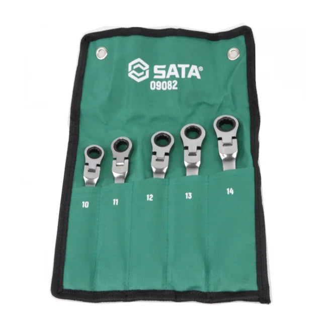 JOGO DE CHAVES COMBINADA COM CATRACA 10 A 14MM ARTICULADA COM 5 PEÇAS ST09082SJ SATA