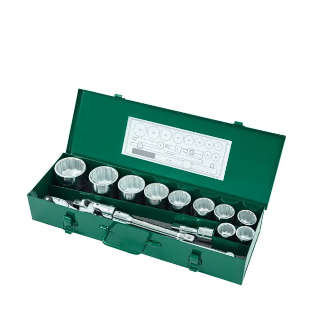 JOGO DE SOQUETES ESTRIADOS 30 A 60MM ENCAIXE 3/4" COM 15 PEÇAS ST09015SJ SATA