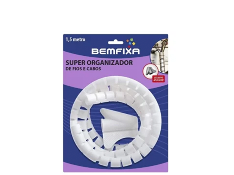 ORGANIZADOR DE FIOS/CABOS BRANCO 16MM 1,5MT 4054 BEMFIXA