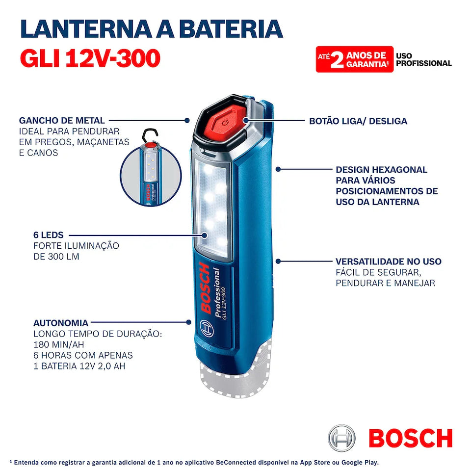 LANTERNA 12V GLI 12V-300 06014A1000 SEM BATERIA BOSCH
