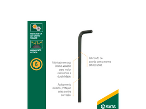 CHAVE HEXAGONAL LONGA 3/16" ST84602L SATA
