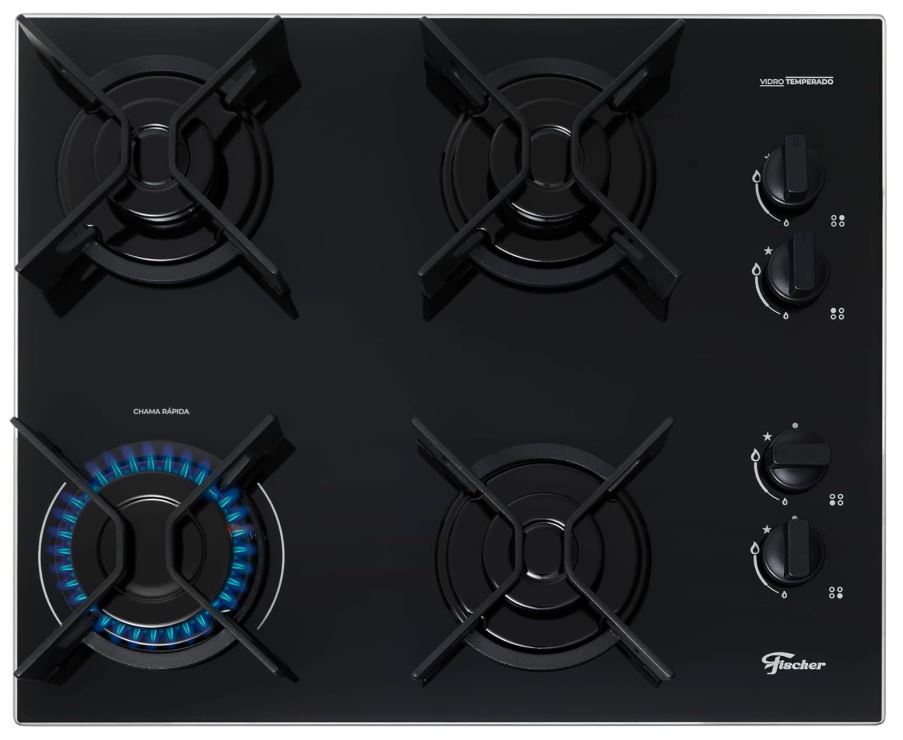 FOGÃO COOKTOP FISCHER 4Q FIT LINE VIDRO PRETO BIVOLT 36310.102671