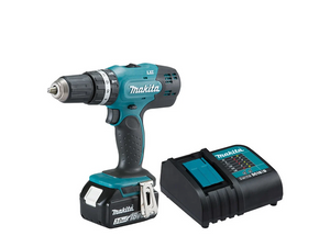 KIT PARAFUSADEIRA/FURADEIRA DE IMPACTO E ASPIRADOR DE PÓ 18V COM 1 BATERIA 3.0AH E CARREGADOR KITDHP453+DCL MAKITA