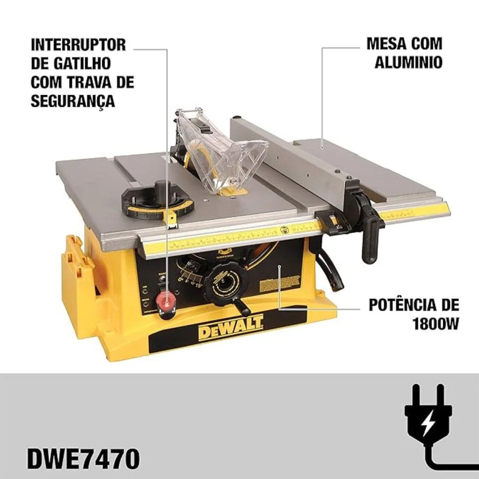SERRA CIRCULAR DE MESA 10" DWE7470 1800W 220V DEWALT