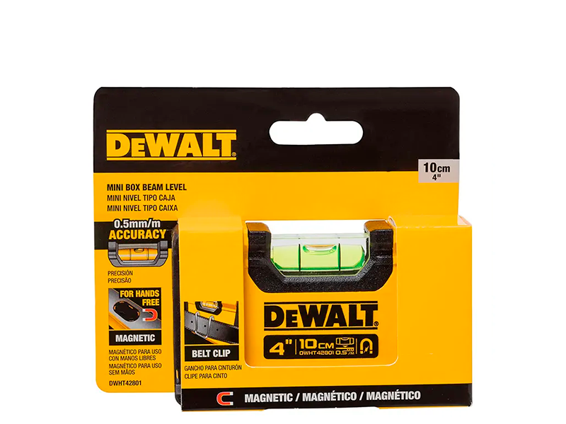 NÍVEL DE ALUMÍNIO 4" 10CM COM 1 BOLHA DWHT42801 DEWALT