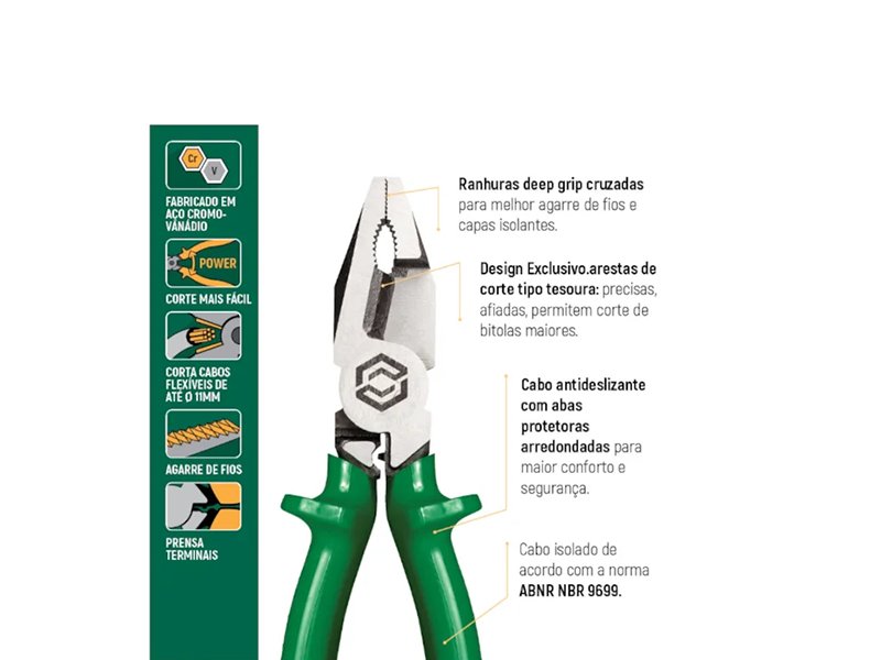 ALICATE CORTE TESOURA 8" ISOLADO 1000V ST72504L SATA