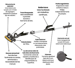 LIXADEIRA DE PAREDE E TETO TELESCÓPICA 750W 220V RZ-LPT750 30212 RAZI