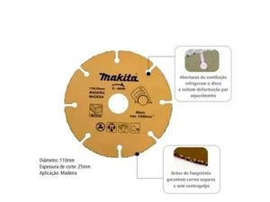 DISCO DE CORTE 4.3/8" 110X20MM PARA MADEIRA B-40668 MAKITA