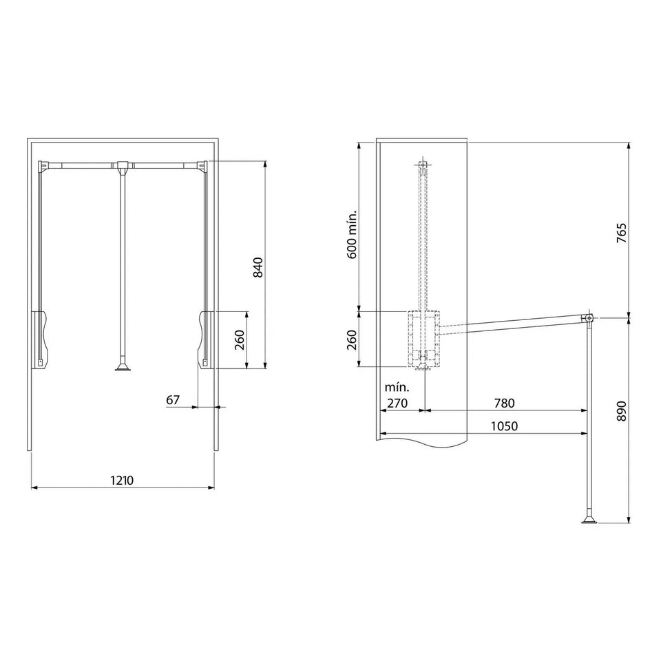 CABIDEIRO EXTENSÍVEL GMAD 890/1210 CROMADO