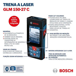 MEDIDOR DE DISTÂNCIA LASER GLM150-27C 0601072Z00 BOSCH