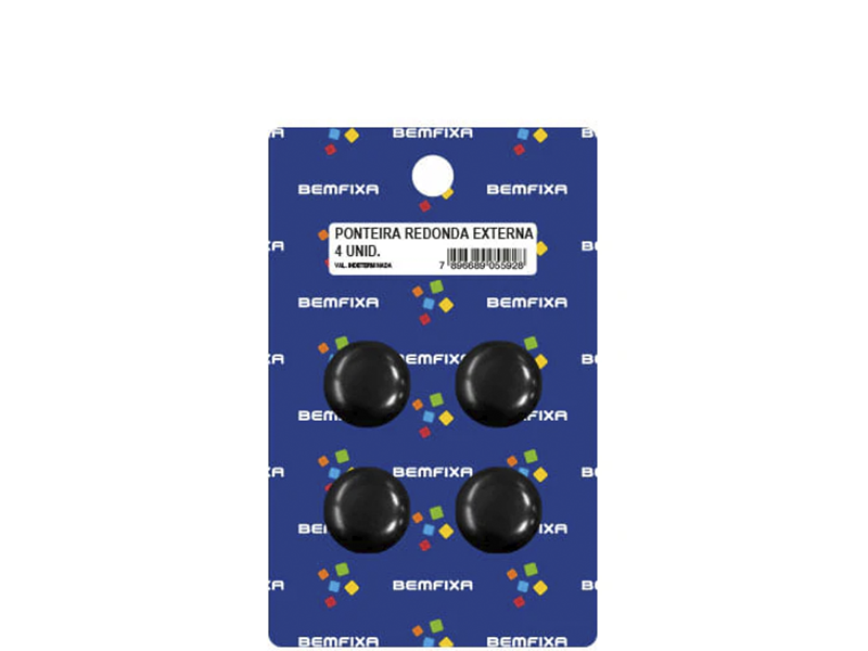 PONTEIRA PARA PÉS DE MÓVEIS REDONDA EXTERNA 7/8 PRETA 4 PEÇAS 5580 BEMFIXA