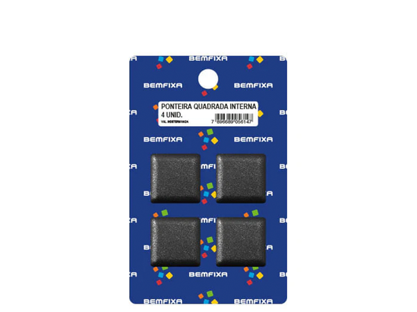 CONJUNTO PONTEIRA PARA PÉS DE MÓVEIS QUADRADO INTERNA 20X20 PRETA 5608 BEMFIXA