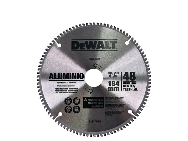 DISCO DE SERRA CIRCULAR 184X25MM 48 DENTES PARA ALUMÍNIO DWA03200 DEWALT