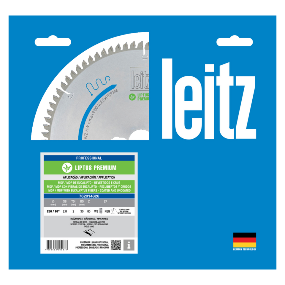 DISCO DE SERRA SPECIAL PARA MDF 250X2,8/2X30X80D 762014826 LEITZ