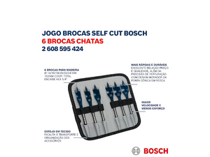 JOGO DE BROCAS CHATAS 14X24MM COM 6 PEÇAS 2608595424 BOSCH