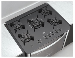 FOGÃO DE EMBUTIR FISCHER 5Q TRIPLA CHAMA GRAN CHEFF COM GRILL MESA DE VIDRO 28550.65541