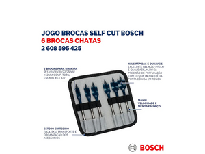 JOGO DE BROCAS CHATAS 13X25MM COM 6 PEÇAS 2608595425 BOSCH