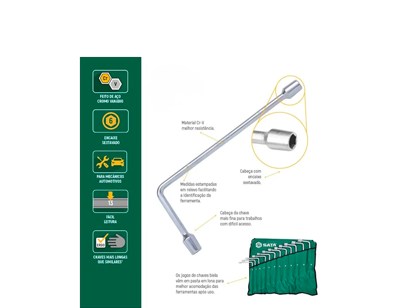 CHAVE DE BIELA SEXTAVADO 17MM ST47520L SATA