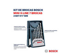 KIT DE BROCAS X-LINE COM 7 PEÇAS PARA ALVENARIA 2607017509 BOSCH