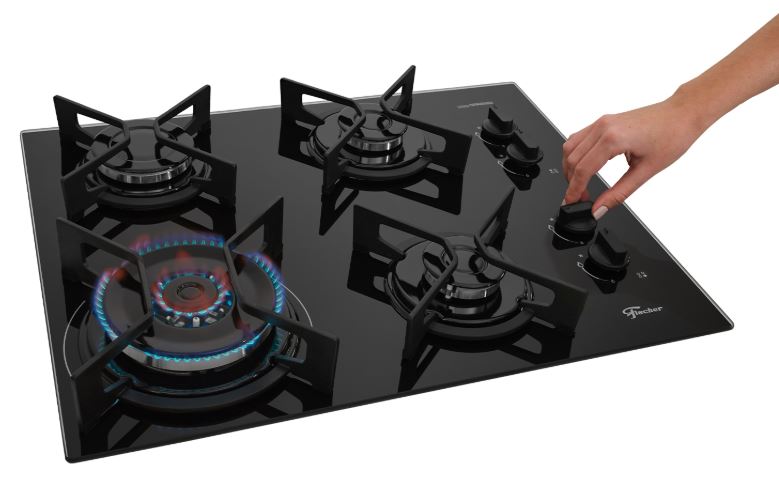 FOGÃO COOKTOP FICHER 4Q TRIPLA CHAMA FIT LINE TREMPE IRON 36330.102673