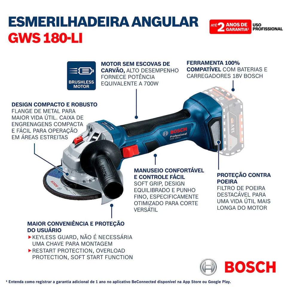 ESMERILHADEIRA ANGULAR 18V 5" GWS-18V10  PSC SEM BATERIA BOSCH
