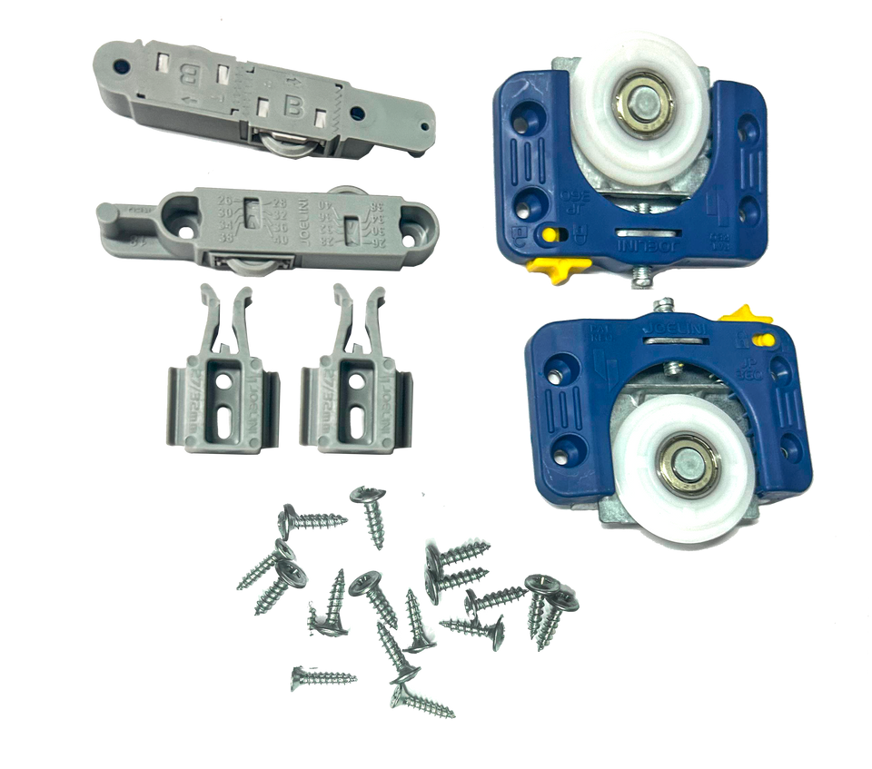 KIT PORTA DE CORRER JP-360 1 PORTA 60KG SOBREPOR COM GUIA UNIVERSAL JOELINI