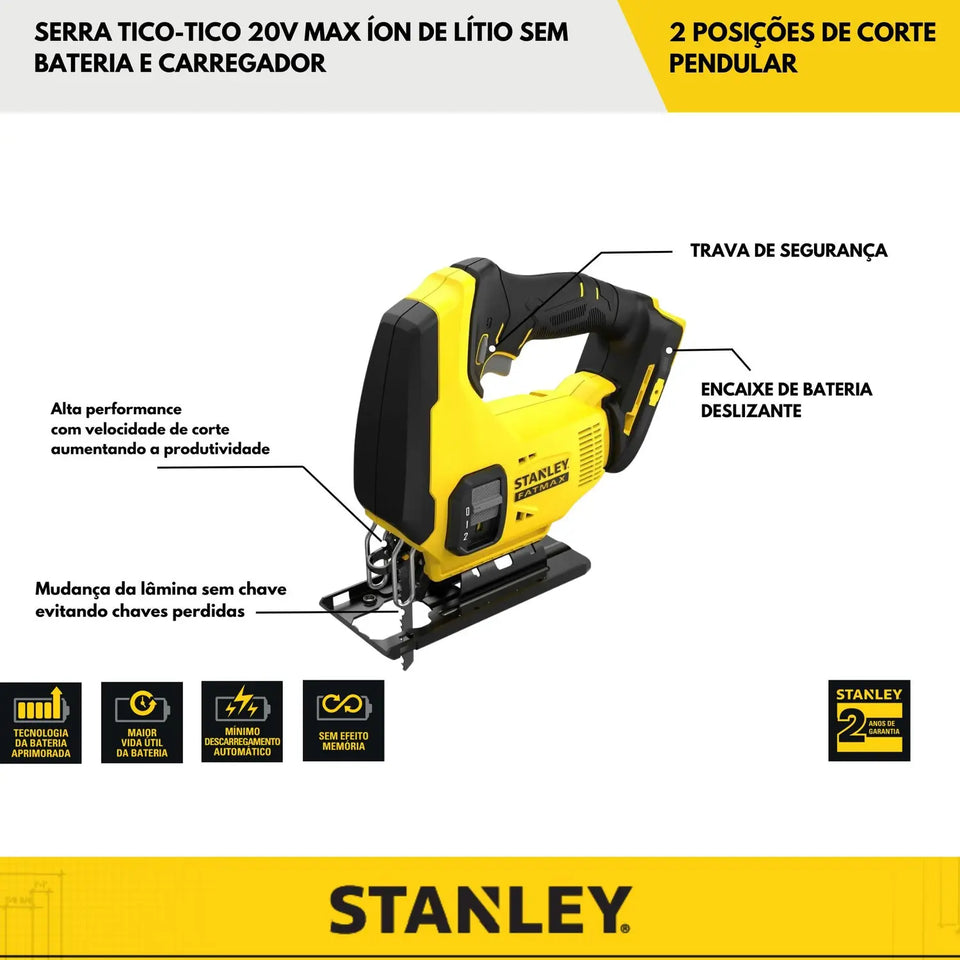 SERRA TICO-TICO 20V MAX SCJ600B SEM BATERIA STANLEY