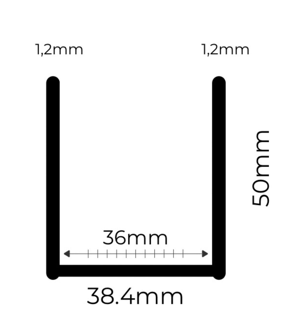 PERFIL DE ALUMÍNIO PARA RODAPÉ CLARO 60CM 50MM JG