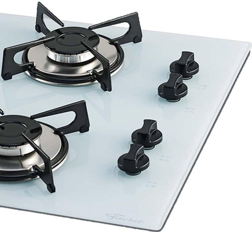 FOGÃO COOKTOP FISCHER 4Q MESA DE VIDRO BRANCO BIVOLT 1519.5902