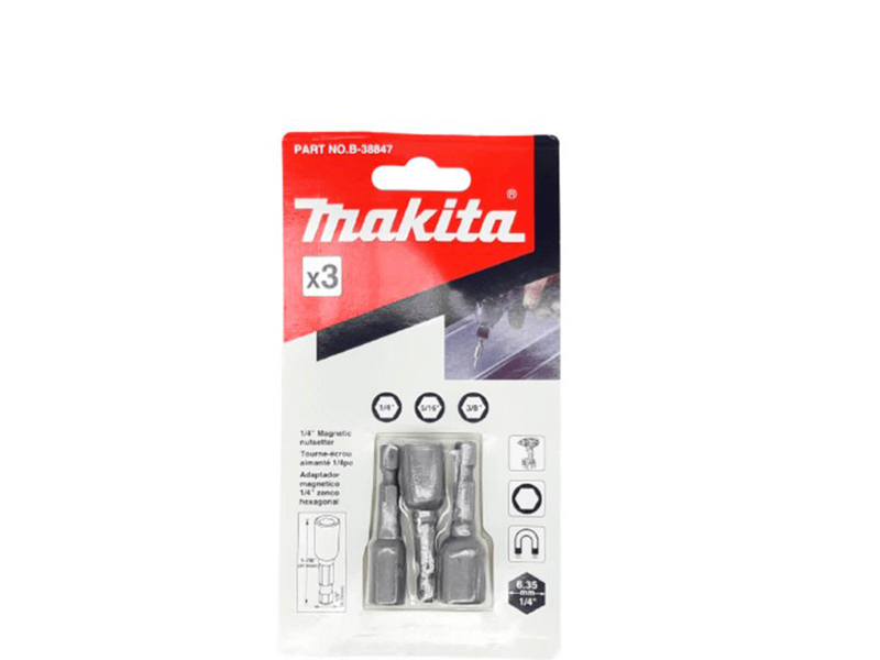 KIT SOQUETE MAGNÉTICO ENCAIXE 1/4" COM 3 PEÇAS B-38847 MAKITA