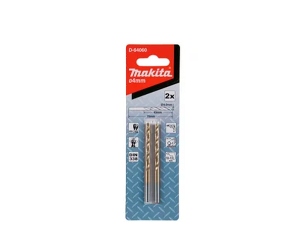 CONJUNTO DE BROCAS PARA METAL 4X75" COM 2 PEÇAS D-64060 MAKITA