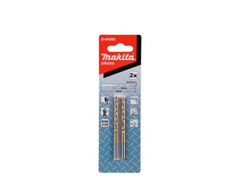 CONJUNTO DE BROCAS PARA METAL 4X75" COM 2 PEÇAS D-64060 MAKITA
