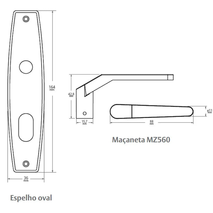 FECHADURA EXTERNA FIT 3410 E380 MZ560 CROMADO 03560D3CR PAPAIZ
