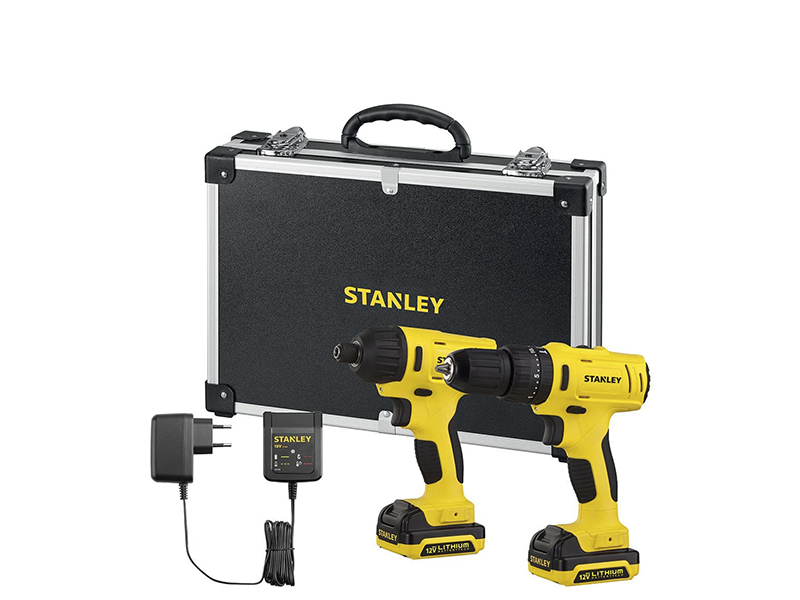 KIT PARAFUSADEIRA / FURADEIRA DE IMPACTO 3/8 12V SCHI121S2FK-BR COM MALETA STANLEY