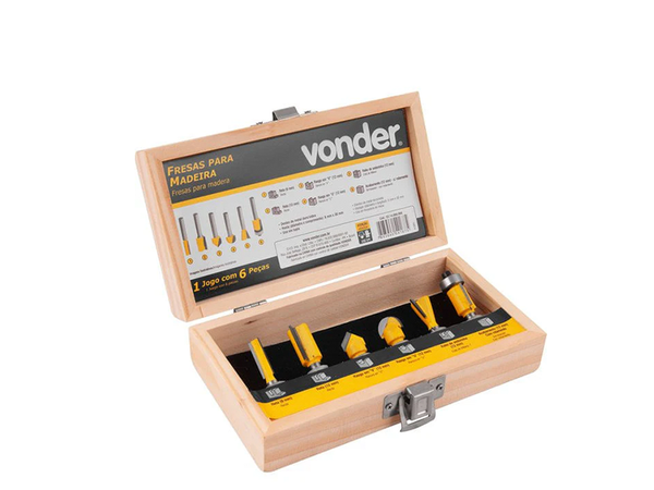 JOGO DE FRESAS PARA MADEIRA COM 6 PEÇAS 53.14.060.060 VONDER