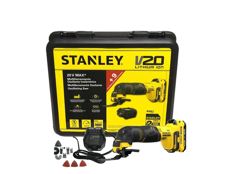 MULTI FERRAMENTA OSCILANTE 20V MAX COM CARREGADOR BIVOLT E 1 BATERIA SCT500D1K STANLEY