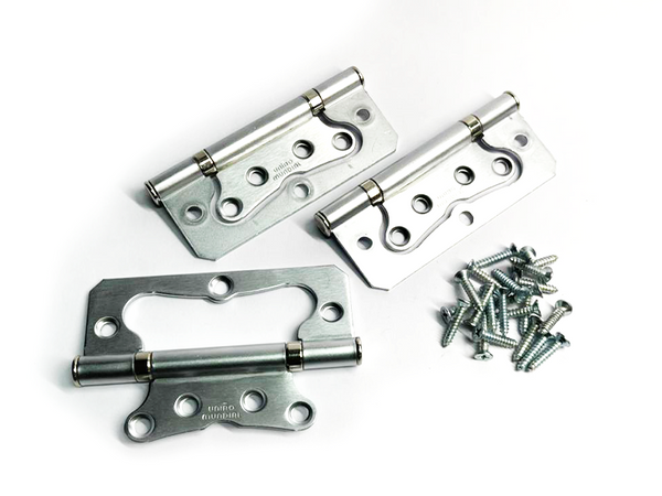 DOBRADIÇA AÇO DE SOBREPOR 4" ESCOVADO/ACETINADO COM 3 PEÇAS 625812 UNIÃO MUNDIAL