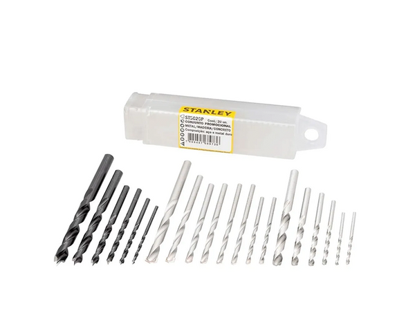 CONJUNTO DE BROCAS MADEIRA/METAL/CONCRETO COM 20 PEÇAS ST5020P STANLEY