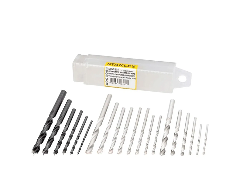 CONJUNTO DE BROCAS MADEIRA/METAL/CONCRETO COM 20 PEÇAS ST5020P STANLEY