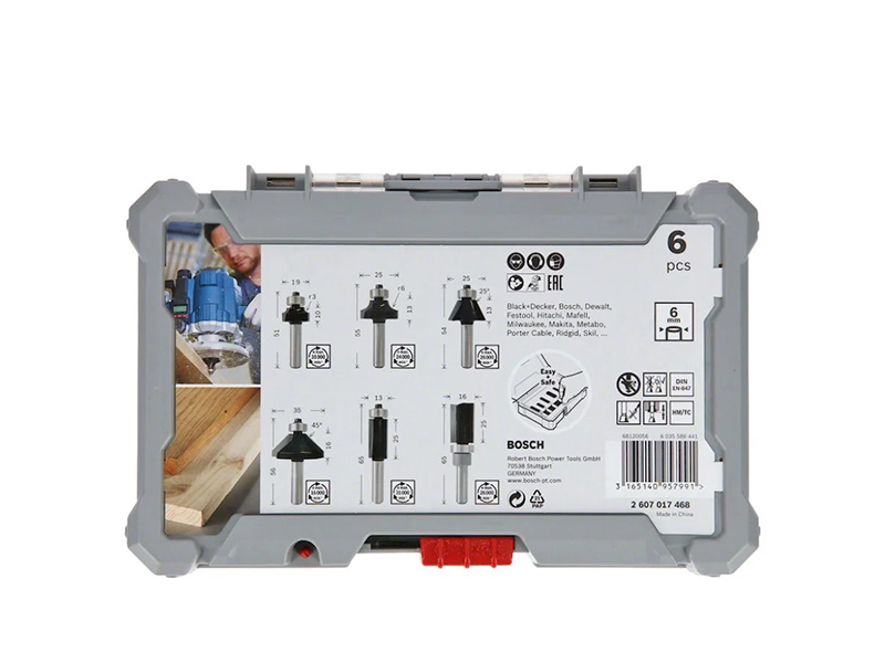 KIT DE FRESAS PARA CORTE E ACABAMENTO 6MM COM 6 PEÇAS 2607017468 BOSCH