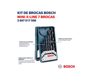 KIT DE BROCAS X-LINE PARA COM 7 PEÇAS P/METAL 2607017508 BOSCH