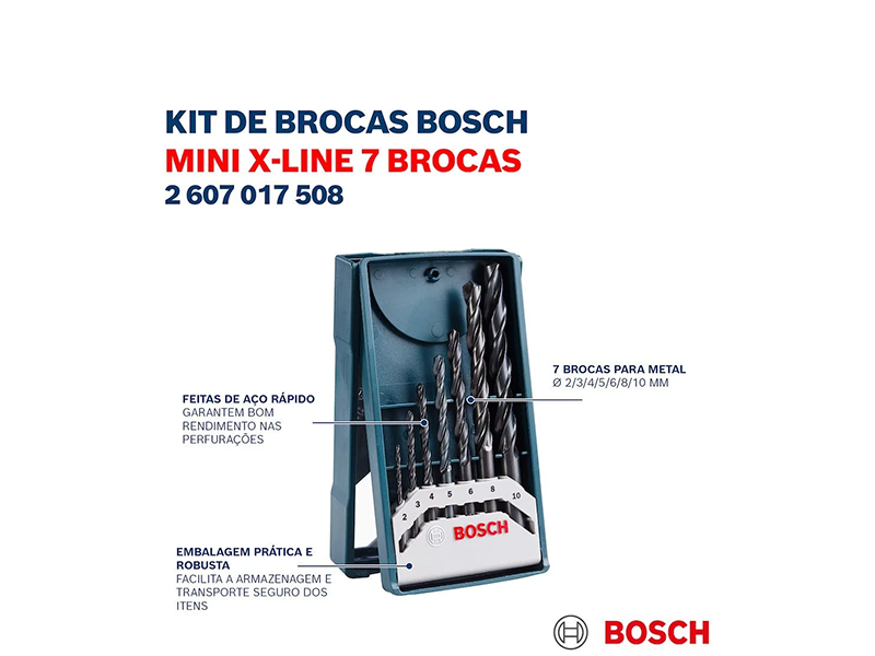 KIT DE BROCAS X-LINE PARA COM 7 PEÇAS P/METAL 2607017508 BOSCH