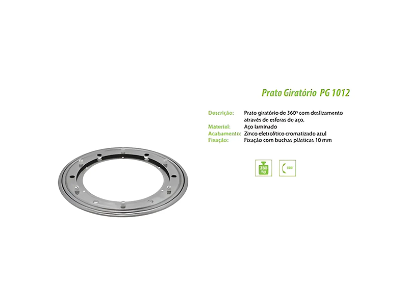 PRATO GIRATÓRIO PG 1012 ZINCADO COM BUCHA 200KG 72.972015 FGVTN